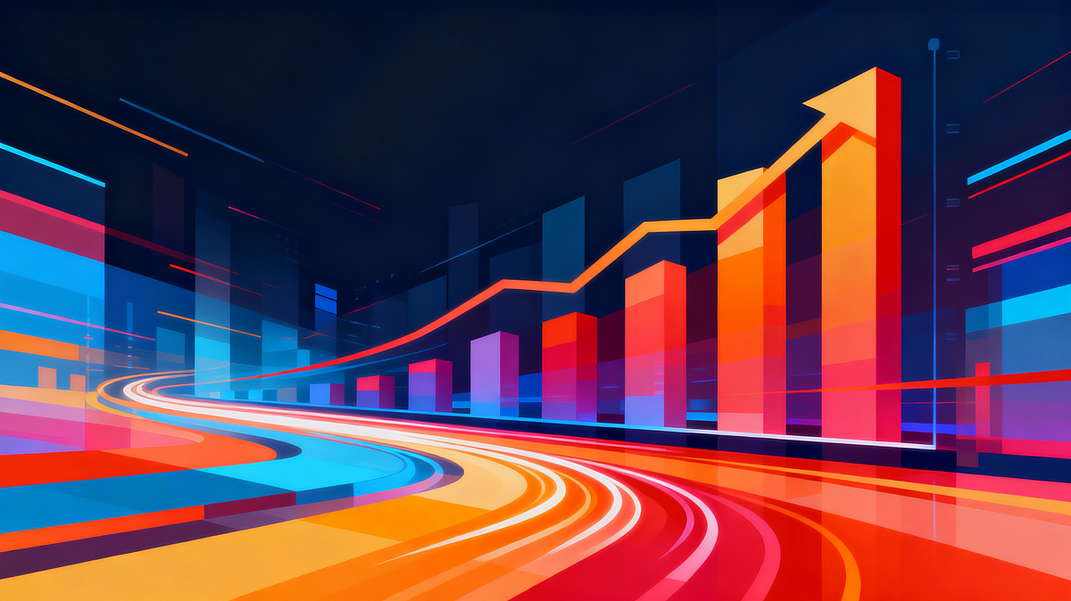 colorful graphic of a chart trending up