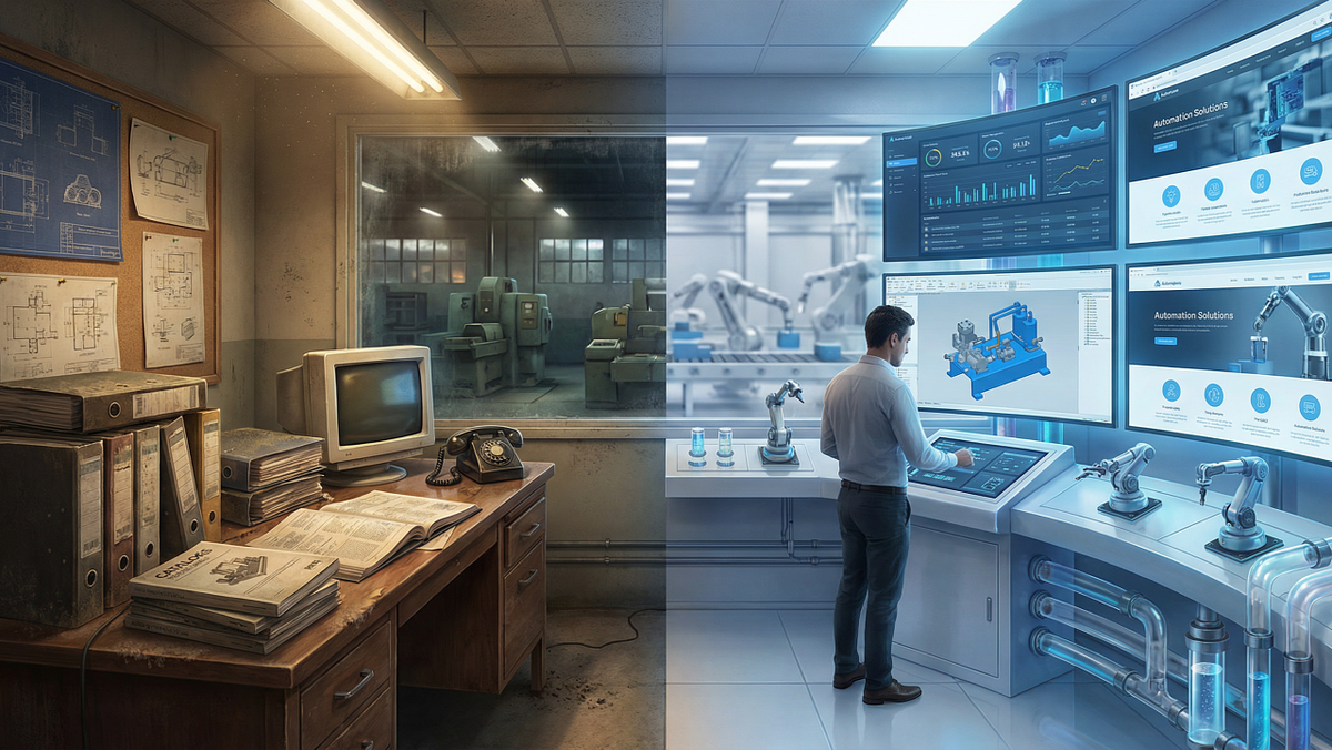 old school shop office compared to modernized, streamlined operation